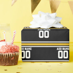 Papel De Presente Número de Nome Personalizado de Futebol Dourado N