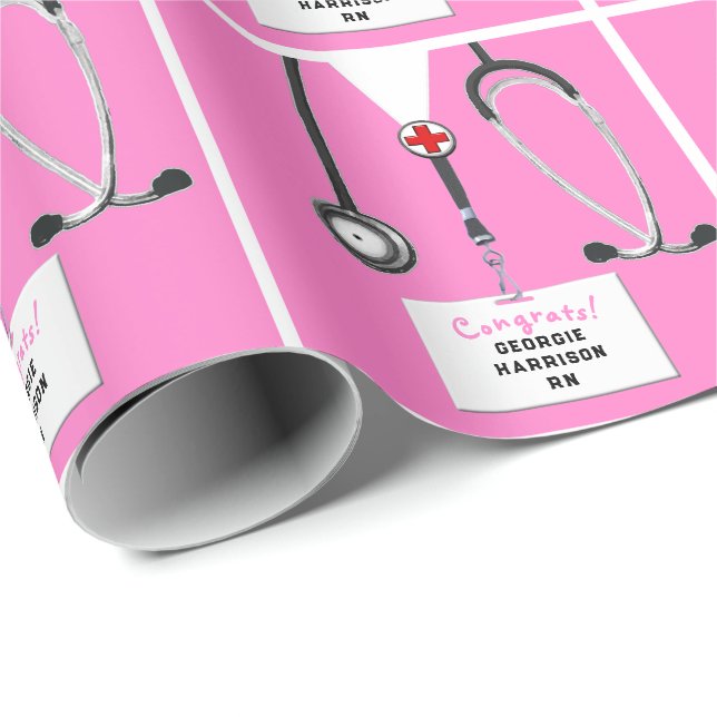 Papel De Presente Nurse Graduation Gift Wrapping Paper (Ponta do rolo)