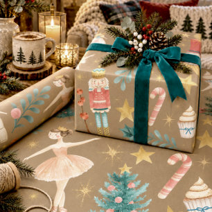 Papel De Presente Nutcracker de Natal Grande Tudo Kraft Rústico