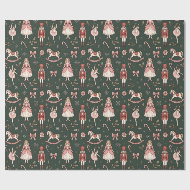 Papel De Presente Nutcracker  Elegant Ballet Christmas (Aberto)