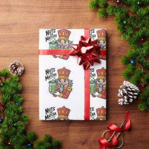 Papel De Presente Nutcracker Holding Matcha Latte Palhaços de Nozes 