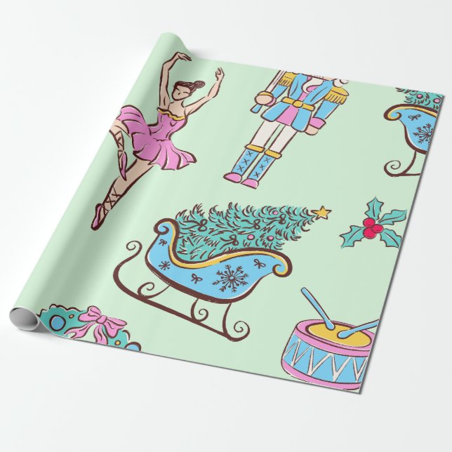 Papel De Presente Nutcracker Holiday Ballet (Desenrolado)
