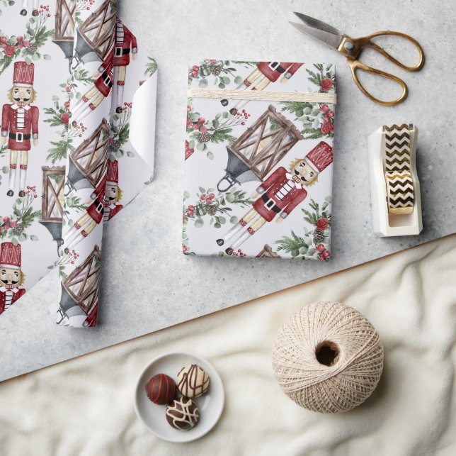 Papel De Presente Nutcracker Pine Holly Lanterna Natal (Artesanato)