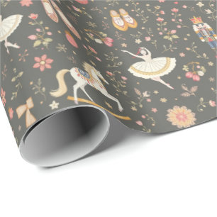 Papel De Presente Nutcracker Suite Ballerina Horse Cinza