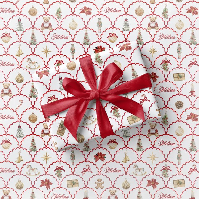 Papel De Presente Nutcracker Wrapping Paper Festive Teddy Bear (Criador carregado)