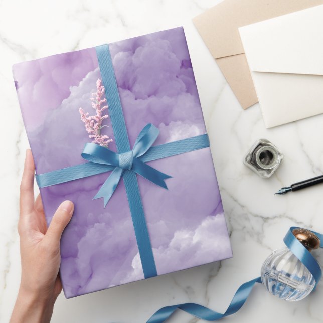 Papel De Presente Nuvem de Lilás Lavanda Suave Padrão Abstrato (Presentear)