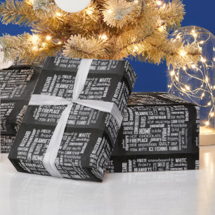 Papel De Presente Nuvem de Palavras de Inverno no quadro