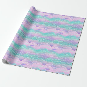Papel De Presente Nuvens Azuis Cor-de-Rosa Rosa de Kawaii - Repetind