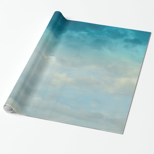 Papel De Presente Nuvens azuis da matiz (Desenrolado)