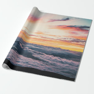 PAPEL DE PRESENTE NUVENS BRANCAS A OURO HORA