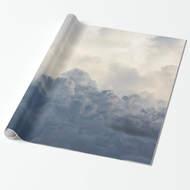 Papel De Presente Nuvens brancas celestiais da nuvem de tempestade (Desenrolado)