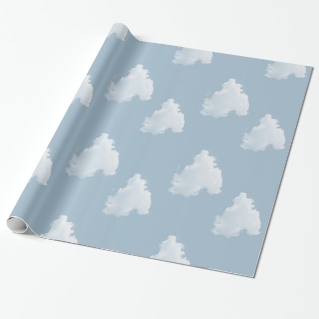 Papel De Presente Nuvens de Céu Azul (Desenrolado)