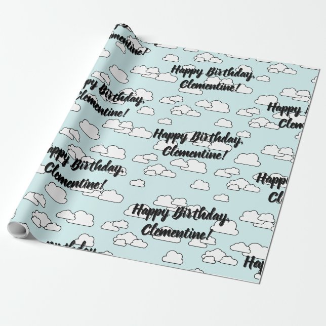 Papel De Presente Nuvens Felizes  (Desenrolado)