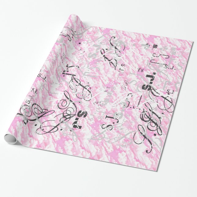 Papel De Presente Nuvens Rosa Fúcsia Festivas Decoração (Desenrolado)