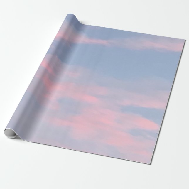 Papel De Presente Nuvens rosa personalizáveis (Desenrolado)