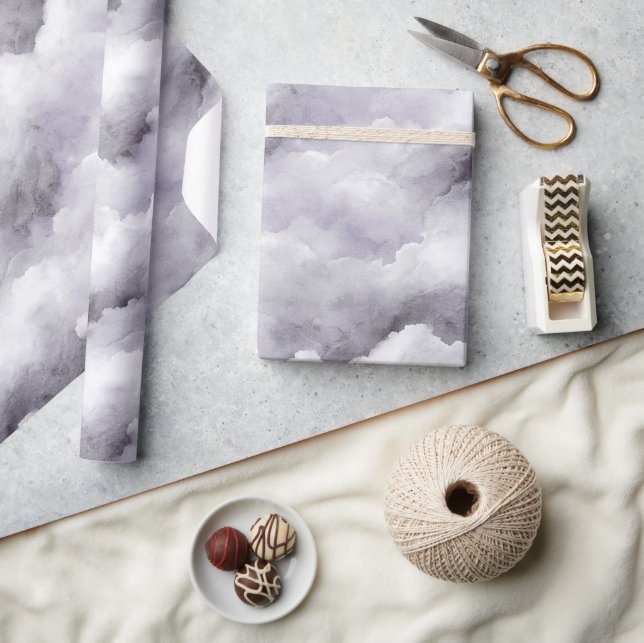 Papel De Presente Nuvens Roxas Aniversário ou qualquer ocasião (Artesanato)