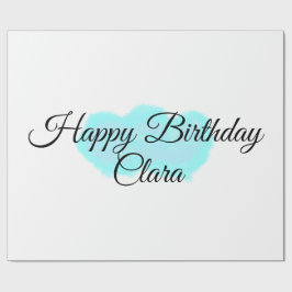 Papel De Presente Nuvens verdes azuis pastel feliz aniversário moder