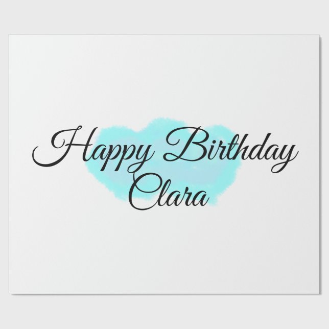 Papel De Presente Nuvens verdes azuis pastel feliz aniversário moder (Aberto)