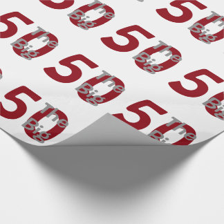 Papel De Presente O "50" grande, aniversário, vermelho, texto branco