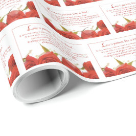 Papel De Presente O Amor é Paciente Rosa Vermelha