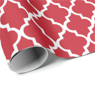 Papel De Presente O arando Quatrefoil vermelho telha o teste padrão