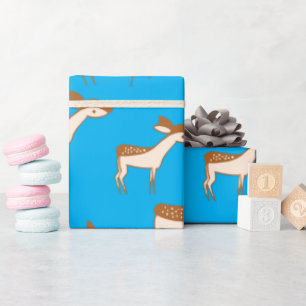 Papel De Presente O bebê veado e a família são lindos no céu azu