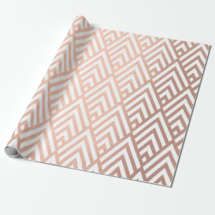 Papel De Presente O branco Dourado cor-de-rosa do art deco escala a