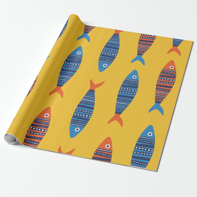 Papel De Presente O brilho dobra um padrão perfeito. Mão de mar dese (Desenrolado)