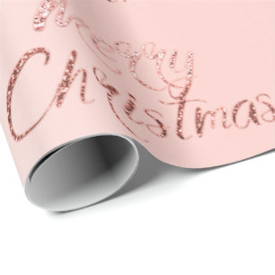 Papel De Presente O brilho Dourado do rosa do rosa do Feliz Natal