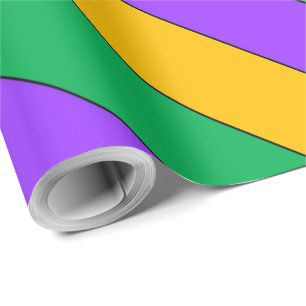 Papel De Presente O carnaval listra o amarelo verde roxo do teste