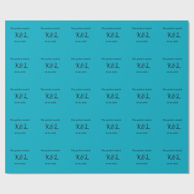 Papel De Presente O casal nome letra data azul sim perfeito (Aberto)