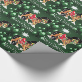 Papel De Presente O cavalo com verde Ornaments o Feliz Natal verde
