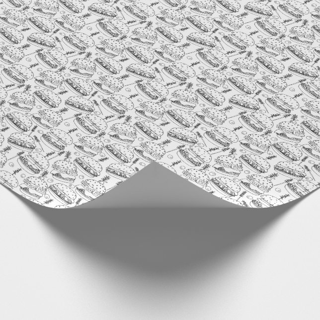 Papel De Presente O Cheeseburger Preto e Branco Cor a Sua (Ponta)