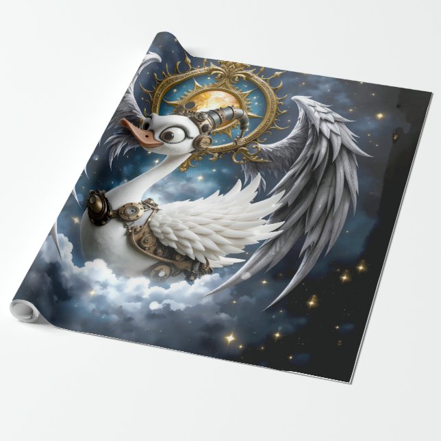Papel De Presente O Cisne Curioso de Relógio. (Desenrolado)