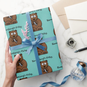 Papel De Presente O desenho animado do urso castanho, engraçado, de