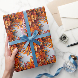 Papel De Presente O Design de Padrão Floral Laranja