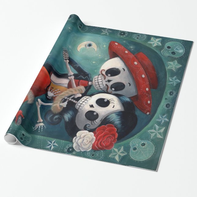 Papel De Presente O dia dos amantes de esqueleto inoperantes (Desenrolado)