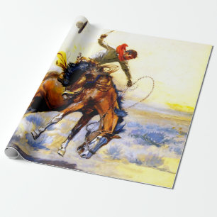 Papel De Presente “O Domador” Arte Ocidental por Charles M Russell