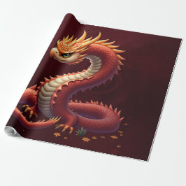 Papel De Presente O dragão serpente dourado.