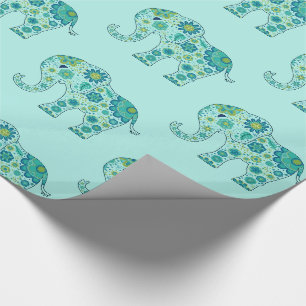 Papel De Presente O elefante floresce a cerceta