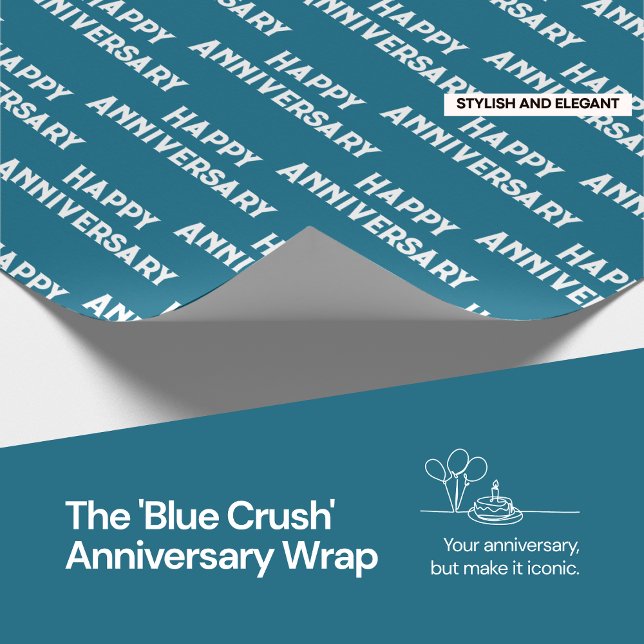 Papel De Presente O embrulho do aniversário da 'Esmagada Azul' (With a clean, minimalist design and a pop of vibrant blue, this is the chic way to show you care.)