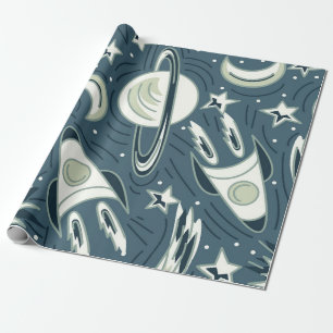 Papel De Presente O espaço desenhado à mão é um padrão de vintage se