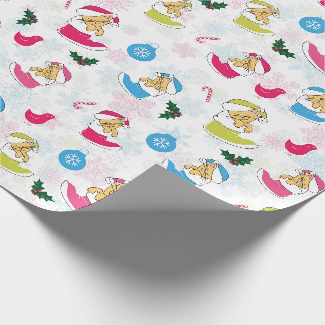 Papel De Presente O gato de Natal está dormindo (Ponta)