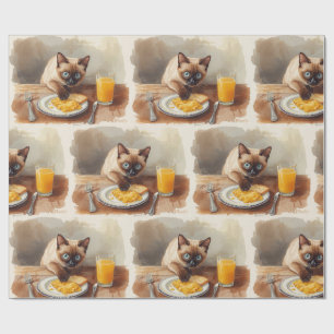 Papel De Presente O gato está comendo o café da manhã