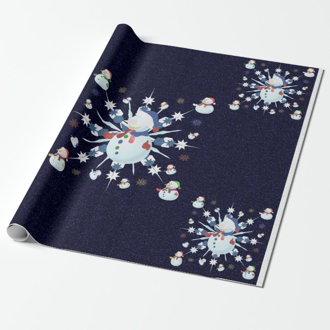 Papel De Presente O Glittery Christmas Snowman - (Desenrolado)