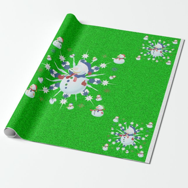 Papel De Presente O Glittery Christmas Snowman - (Desenrolado)