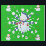 Papel De Presente O Glittery Christmas Snowman -<br><div class="desc">Este design apresenta um floco de neve branco e azul,  flocos de neve coloridos e muitos homens de neve vestidos para uma fria época de Natal. Uma falha foi adicionada a este design. Este presente de Natal vem em várias cores,  estilos e tamanhos.</div>