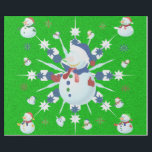 Papel De Presente O Glittery Christmas Snowman -<br><div class="desc">Este design apresenta um floco de neve branco e azul,  flocos de neve coloridos e muitos homens de neve vestidos para uma fria época de Natal. Uma falha foi adicionada a este design. Este presente de Natal vem em várias cores,  estilos e tamanhos.</div>