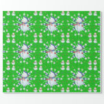 Papel De Presente O Glittery Christmas Snowman -<br><div class="desc">Este design apresenta um floco de neve branco e azul,  flocos de neve coloridos e muitos homens de neve vestidos para uma fria época de Natal. Uma falha foi adicionada a este design. Este presente de Natal vem em várias cores,  estilos e tamanhos.</div>