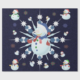 Papel De Presente O Homem de Neve do Natal Glittery -
